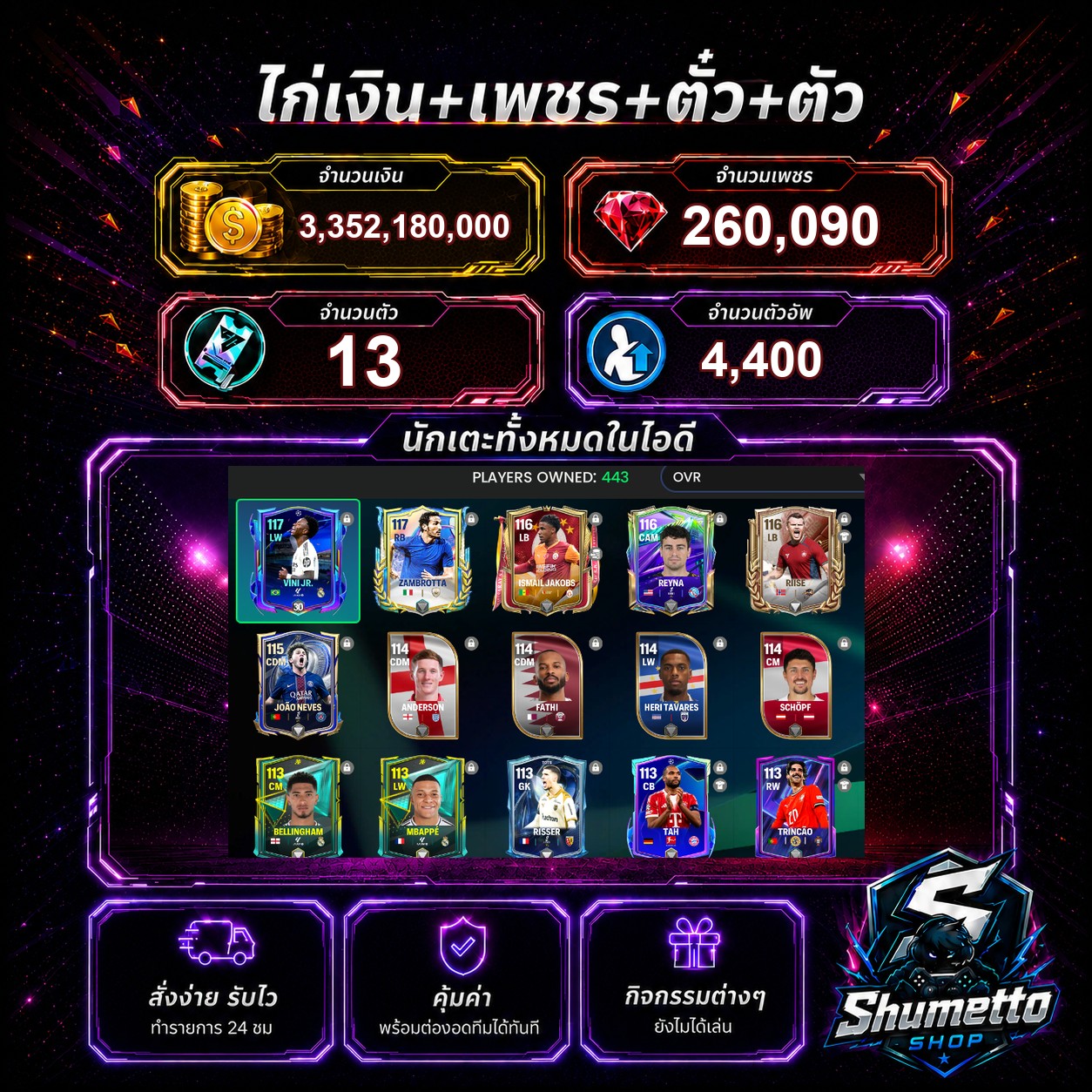 3.35B + 260,090 เพชร - MBAPPE + VINI JR